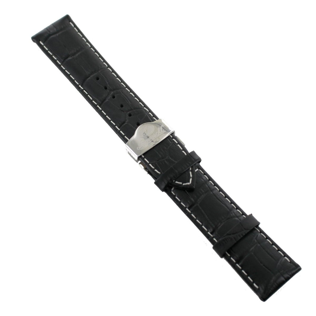 Ingersoll Ersatzband für Uhren Leder schwarz Kroko Faltschl. 24 mm
