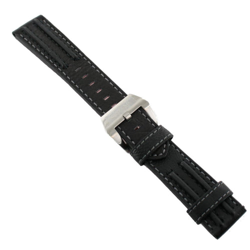Ingersoll Ersatzband für Uhren Leder sw / rot Naht blau Dornschließe 24 mm