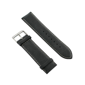 Ingersoll Ersatzband für Uhren Leder schwarz Naht weiss Dornschließe Si 24 mm