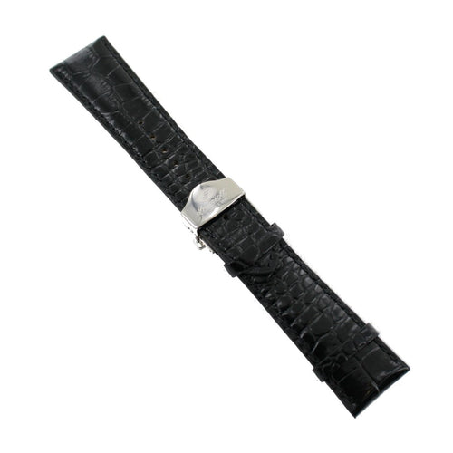 Ingersoll Ersatzband für Uhren Leder schwarz g. Kroko Faltschl. Si 24 mm