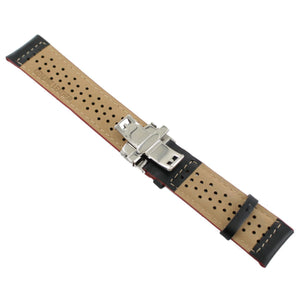 Ingersoll Ersatzband für Uhren Leder schwarz Löcher Faltschl. Si 24 mm