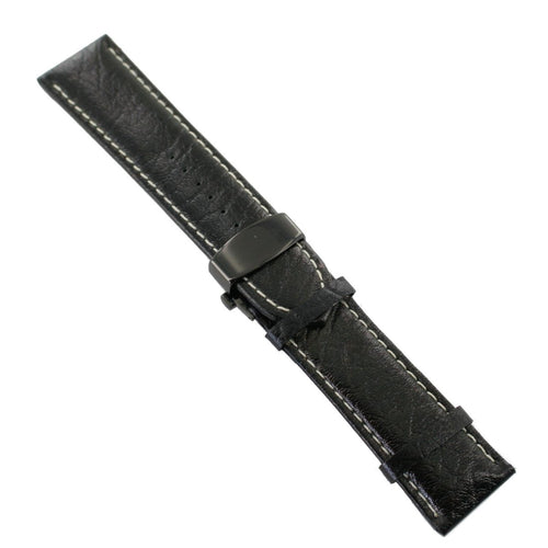 Ingersoll Ersatzband für Uhren Leder schwarz Naht ws Faltschließe sw 26 mm