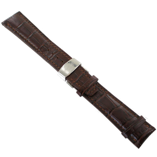 Ingersoll Ersatzband für Uhren Leder dunkelbraun Kroko Faltschl. Si 24 mm