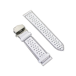 Ingersoll Ersatzband für Uhren Leder weiss Löcher Faltschl. Si 24 mm