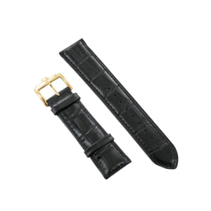 Ingersoll Ersatzband für Uhren Leder schwarz g. Kroko Dornschließe Gold 22 mm