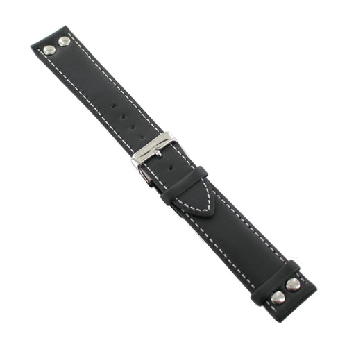 Ingersoll Ersatzband für Uhren Leder schwarz Naht Nieten Dornschließe Si 22 mm