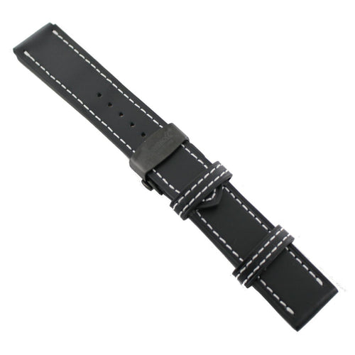 Ingersoll Ersatzband für Uhren Leder schwarz Naht ws Faltschließe sw 23 mm