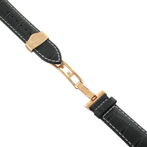Ingersoll Ersatzband für Uhren Leder schwarz Kroko Naht ws Faltschl. Rosé 22 mm