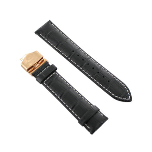 Ingersoll Ersatzband für Uhren Leder schwarz Kroko Naht ws Faltschl. Rosé 22 mm