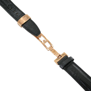 Ingersoll Ersatzband für Uhren Leder schwarz Eidechsen Faltschließe Rosé 20 mm