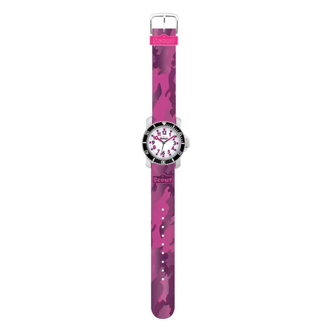 Scout Kinder Uhr Lernuhr Diver - Pink Camouflage Mädchen 280377004