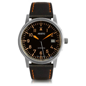 Aristo Herren Uhr Armbanduhr Fliegeruhr 38 Beo Automatik 3H226-L Leder
