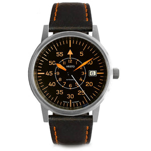 Aristo Herren Uhr Armbanduhr Fliegeruhr 38 Pilot Automatik 3H227-L Leder