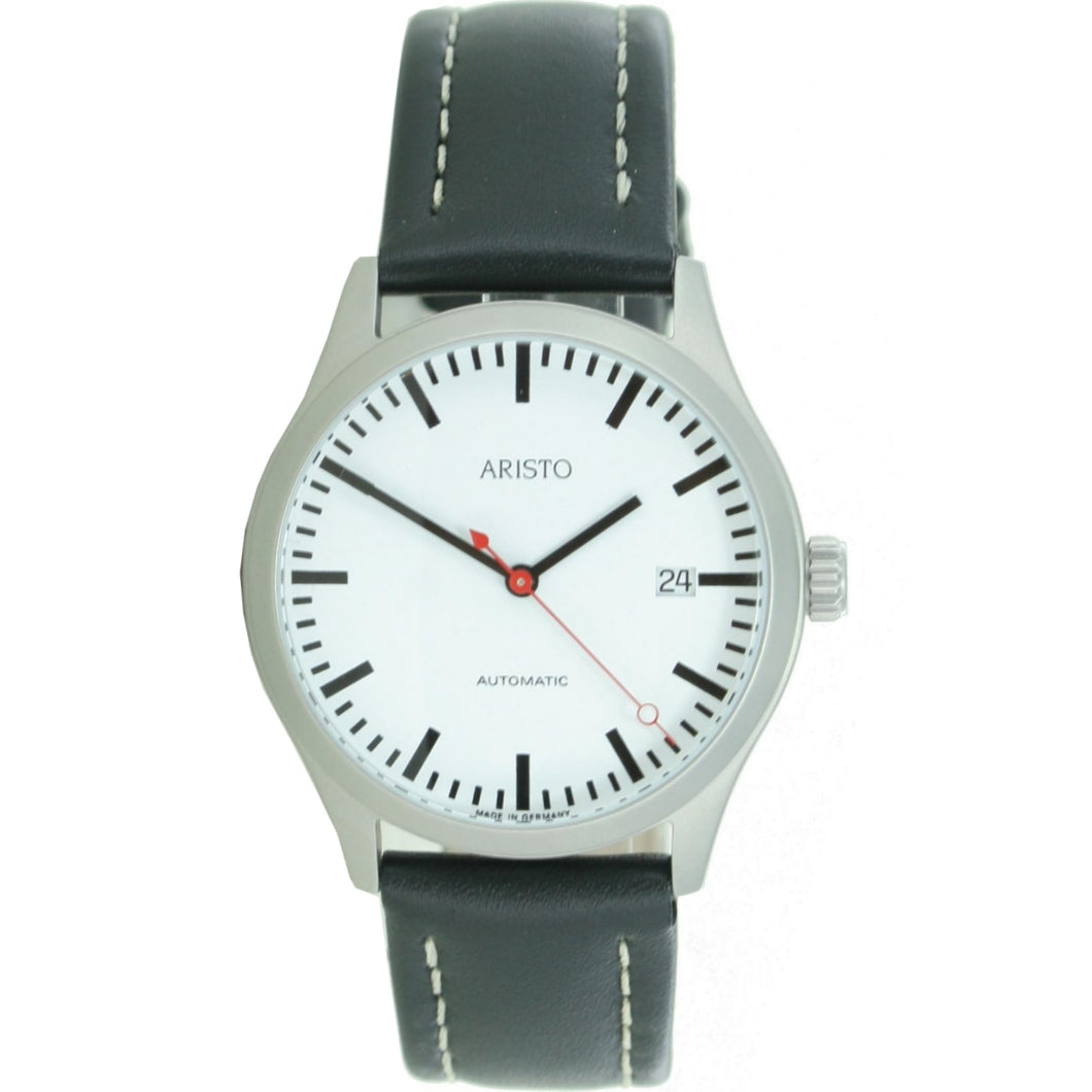 Aristo Herren Uhr Automatic Edelstahl Bahnhof 3H191 Leder