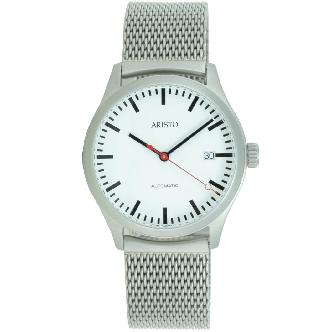 Aristo Herren Uhr Automatic Edelstahl Bahnhof 3H191M Milanaiseband