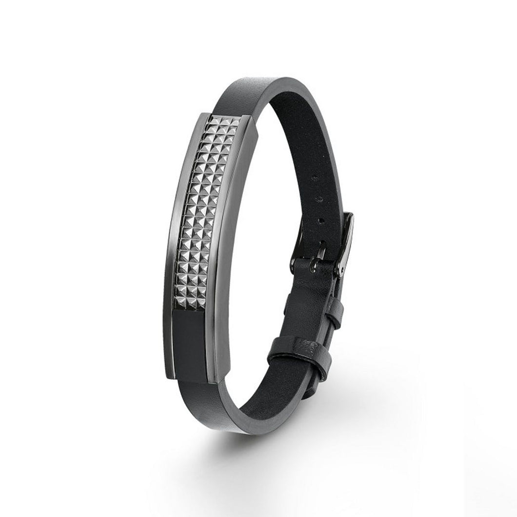 s.Oliver Jewel Herren Armband Leder Edelstahl SO1011/1 - 455251