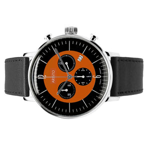 Aristo Bauhaus Herren Uhr Chronograph Edelstahl 4H238 Leder