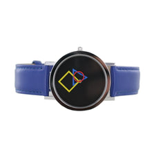 Laden Sie das Bild in den Galerie-Viewer, Aristo Bauhaus Damen Uhr Edelstahl 4D86B Leder blau