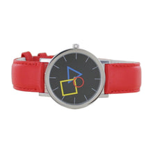 Laden Sie das Bild in den Galerie-Viewer, Aristo Bauhaus Unisex Uhr Edelstahl 4D86IR Leder rot