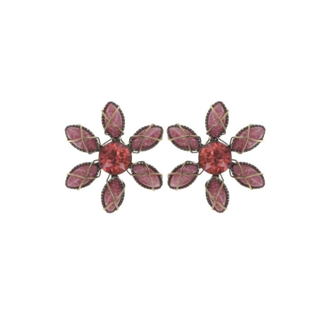 Konplott Ohrringe Ohrstecker Psychodahlia rot / rosa klein