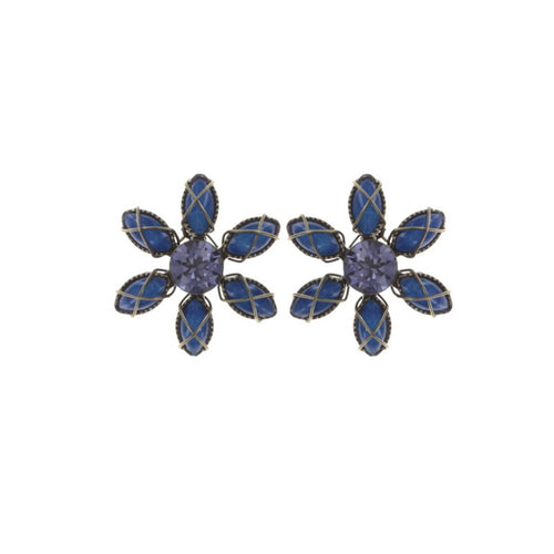 Konplott Ohrringe Ohrstecker Psychodahlia lila / blau klein