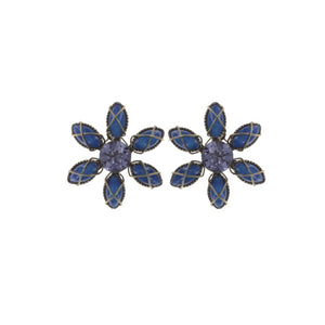 Konplott Ohrringe Ohrstecker Psychodahlia lila / blau klein