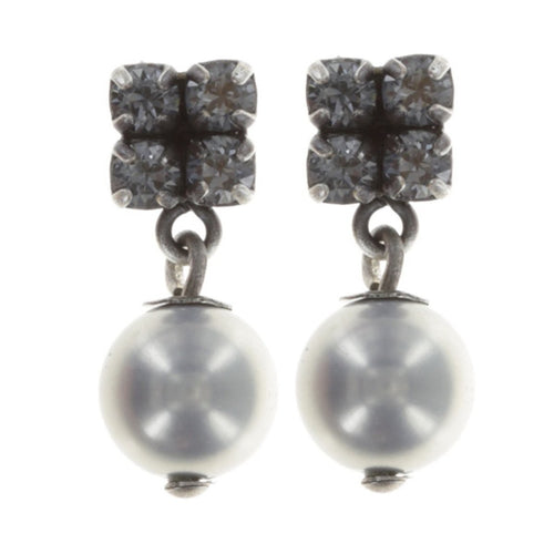 Konplott Ohrringe Ohrstecker Chameleon blau / braun Grau antik silber