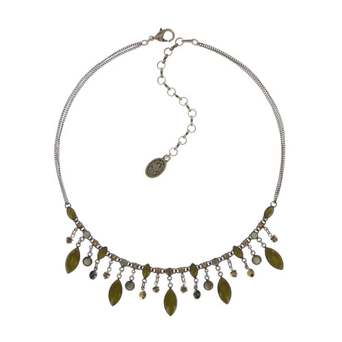 Konplott Kette Collier Dangling Navette khaki grey silber