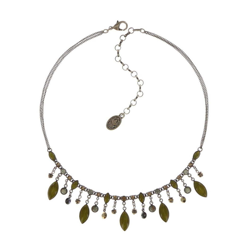 Konplott Kette Collier Dangling Navette khaki grey silber