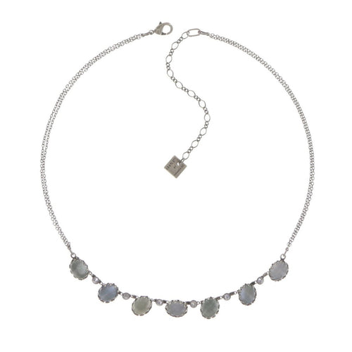 Konplott Kette Collier Melody Drops white grey silber
