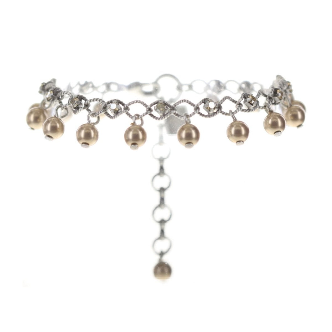 Konplott Armband Armkette Dutchess beige crystal golden shadow silber