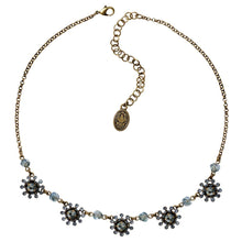 Laden Sie das Bild in den Galerie-Viewer, Konplott Halskette Collier Pool-Side Flower blue antique brass