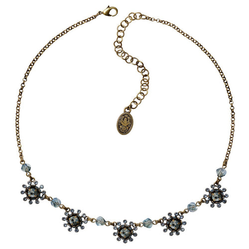 Konplott Halskette Collier Pool-Side Flower blue antique brass