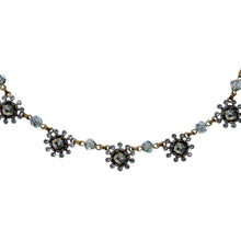 Laden Sie das Bild in den Galerie-Viewer, Konplott Halskette Collier Pool-Side Flower blue antique brass