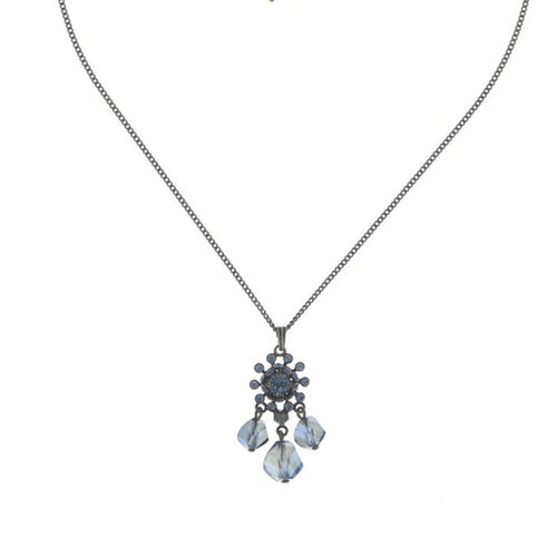 Konplott Halskette Collier Pool-Side Flower Anhänger blue antique brass