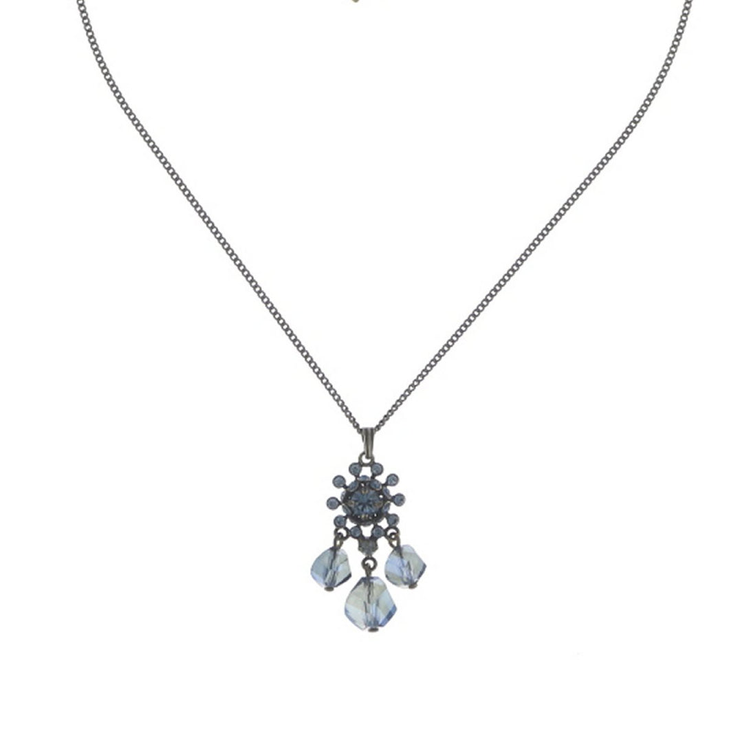 Konplott Halskette Collier Pool-Side Flower Anhänger blue antique brass