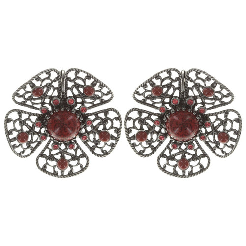Konplott Ohrringe Brisur Flamenco red large dark antique silver