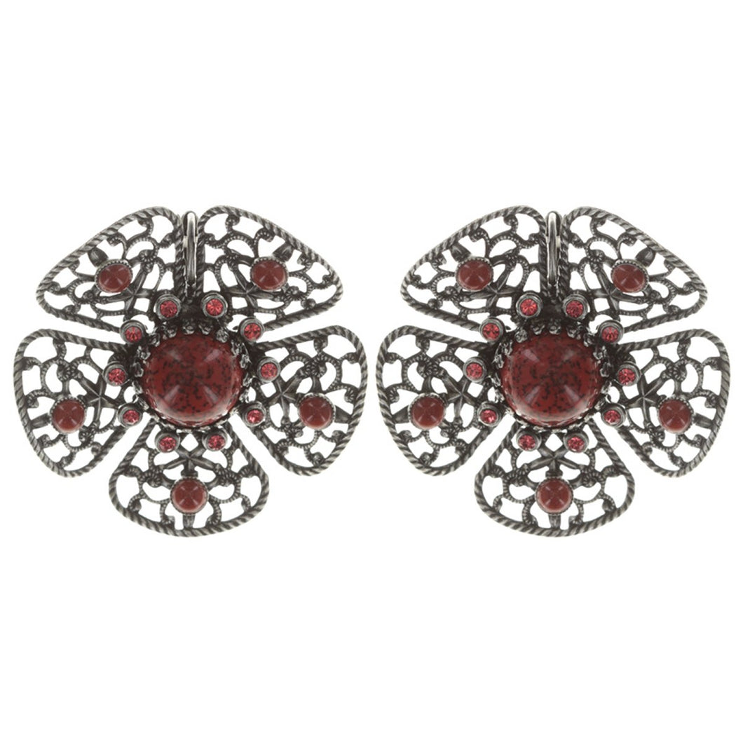 Konplott Ohrringe Brisur Flamenco red large dark antique silver