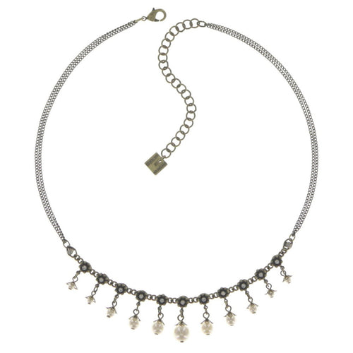 Konplott Halskette Collier Pearl 'n' Ribbons white antique brass
