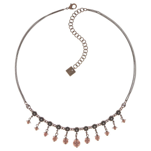 Konplott Halskette Collier Pearl 'n' Ribbons pink antique cooper