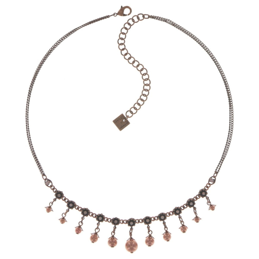 Konplott Halskette Collier Pearl 'n' Ribbons pink antique cooper