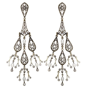 Konplott Ohrringe Ohrhänger Chandelier white antique brass long