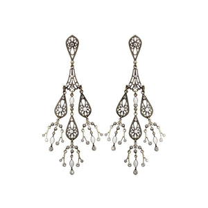 Konplott Ohrringe Ohrhänger Chandelier white antique brass long
