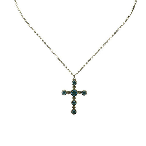 Konplott Halskette Collier Medieval Pop blue/green S,XS antique brass