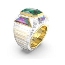 Laden Sie das Bild in den Galerie-Viewer, Swarovski Damen Ring Cocktailring Metall Gold Kristall Chroma EMER Grün