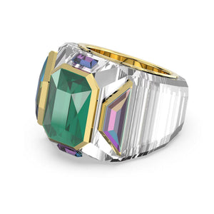 Swarovski Damen Ring Cocktailring Metall Gold Kristall Chroma EMER Grün