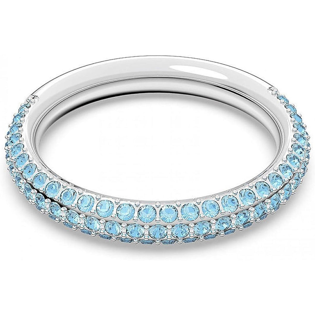 Swarovski Damen Ring Metall Silber Kristall blau STONE-AQUA