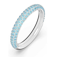 Laden Sie das Bild in den Galerie-Viewer, Swarovski Damen Ring Metall Silber Kristall blau STONE-AQUA