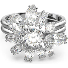 Laden Sie das Bild in den Galerie-Viewer, Swarovski Damen Ring Metall Silber Kristall GEMA-RING-SILBER