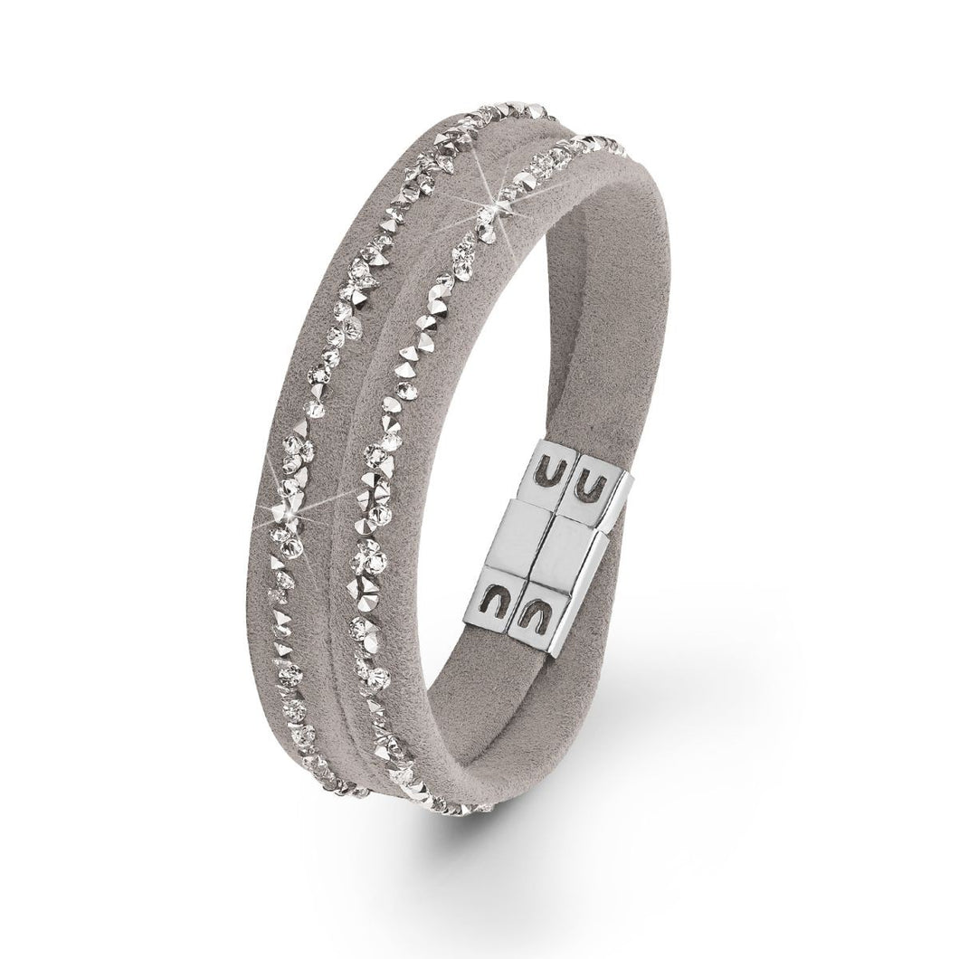 s.Oliver Jewel Damen Armband Leder grau Edelstahl SO1439/1 - 567909